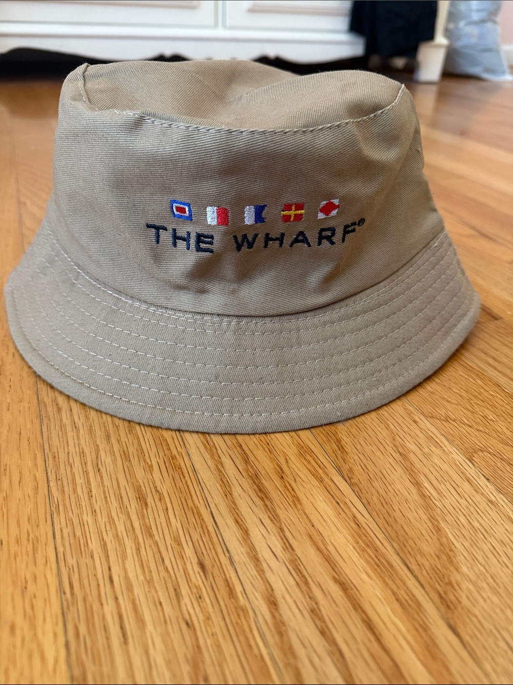 The Wharf Embroidered Khaki Bucket Hat